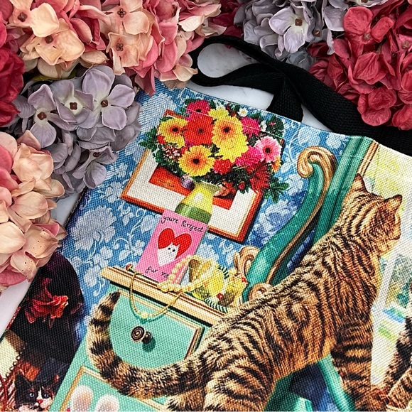 Eco-Friendly Cats Playing Dress Up Folding Tote Bag - Picture 8 of 16